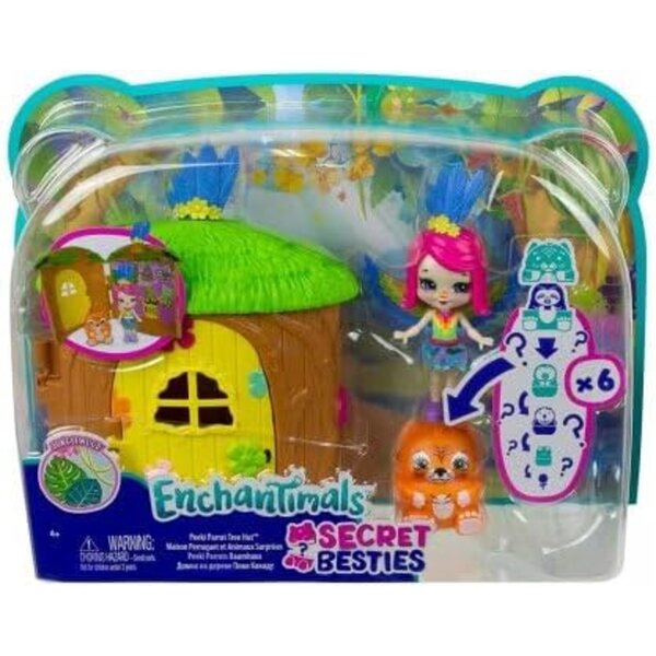 Maison du Perroquet Enchantimals mit Peeki-Puppe und Überraschungstieren 15 cm