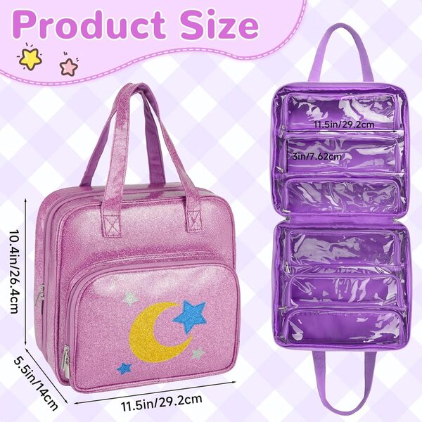 Custodia da trasporto per bambole LOL Surprise e Barbie con 6 tasche trasparenti viola