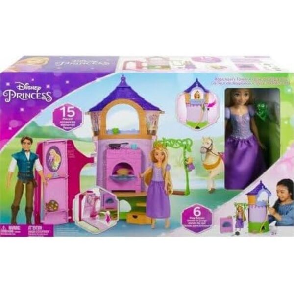 Cofanetto Grande Tour de Raiponce 15 pezzi con Bambole Accessori per Bambine da 3+