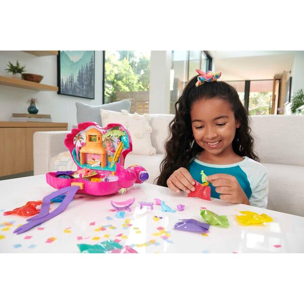 Polly Pocket Flamingo Party: tropisches Spieleset mit 26 Überraschungen und Zubehör