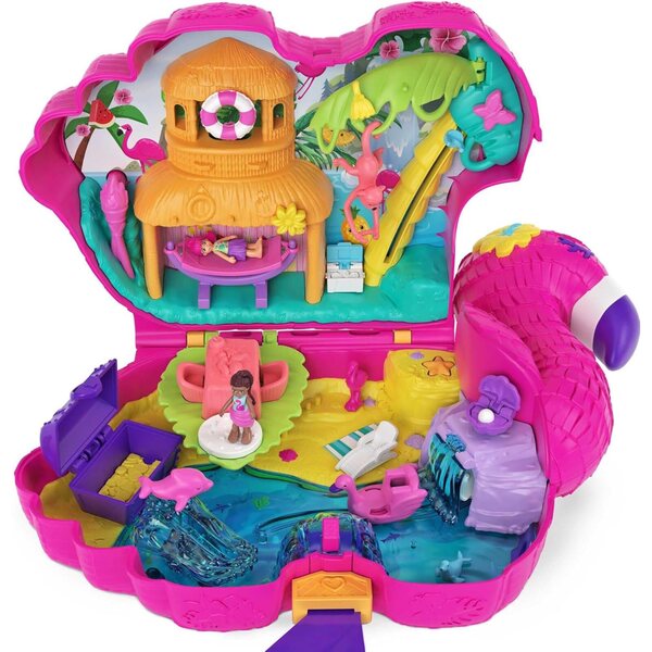 Polly Pocket Flamingo Party: tropisches Spieleset mit 26 Überraschungen und Zubehör
