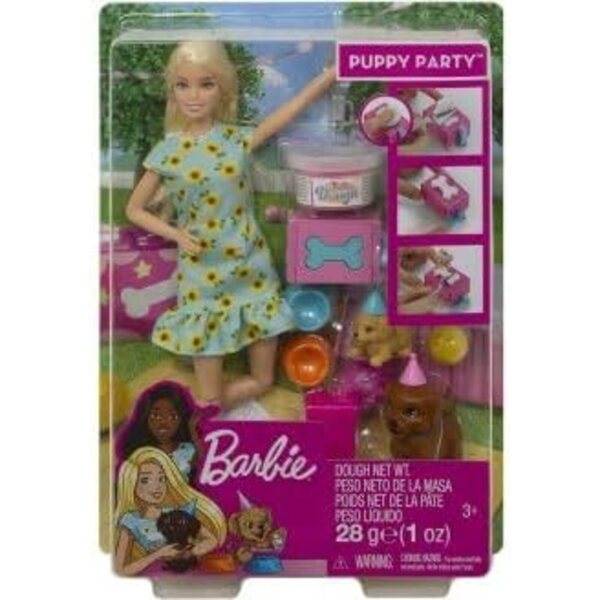 Cofanetto Festa dei Cani per Bambini con Barbie, 2 Cagnolini e Accessori Creativi