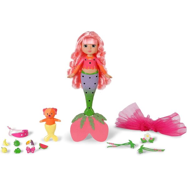 BABY born Glam Up Sunshine Meerjungfrau mit rosa UV-Effekt-Haaren und Accessoires inklusive