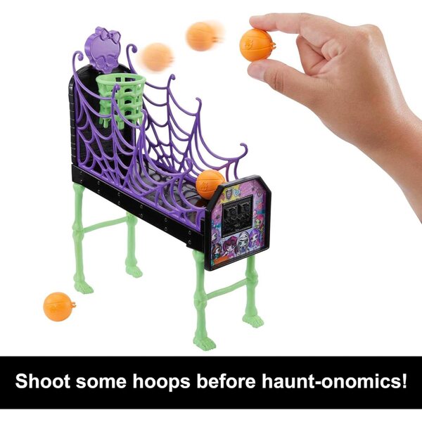 Monster High-Studentensaal mit Verkaufsautomaten und Halloween-Accessoires für Kinder