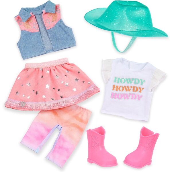 Glitter Girls Set Abbigliamento Equitazione per Bambole 36 cm - Look Cowgirl Brillante