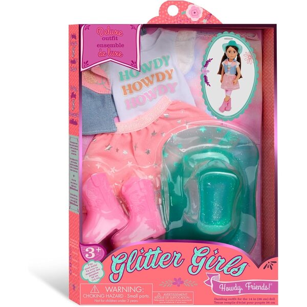 Glitter Girls Set Abbigliamento Equitazione per Bambole 36 cm - Look Cowgirl Brillante
