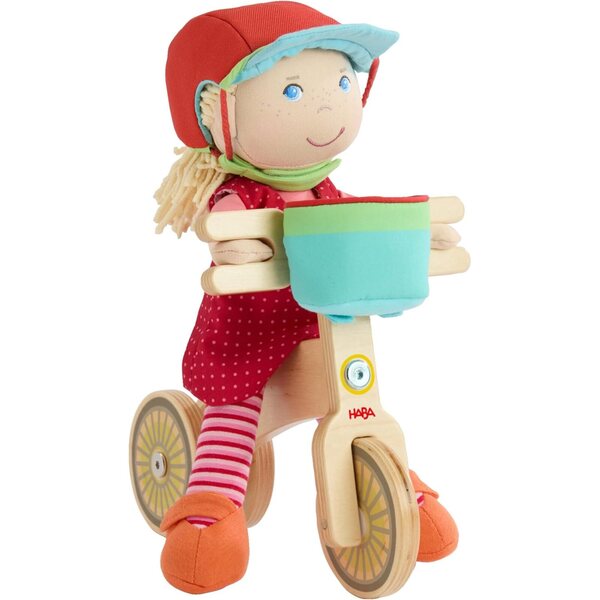 HABA Annelie: Draisienne aus Holz mit Puppen, Helm und Korb für Kinder ab 18 Monaten