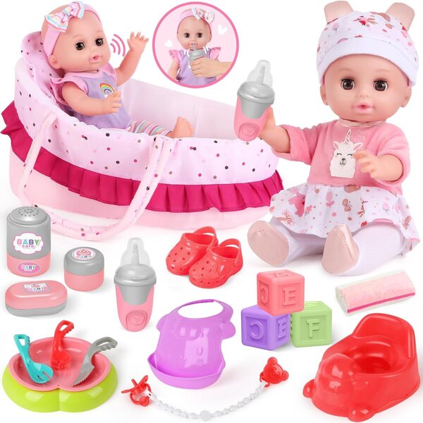 YOOHBERRYS Kit Accessori per Pupo 30cm con Vestiti, Biberon e Giocattoli Educativi