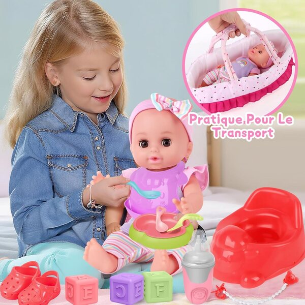 YOOHBERRYS Zubehörset für Pupo 30 cm mit Kleidung, Flasche und Lernspielzeug