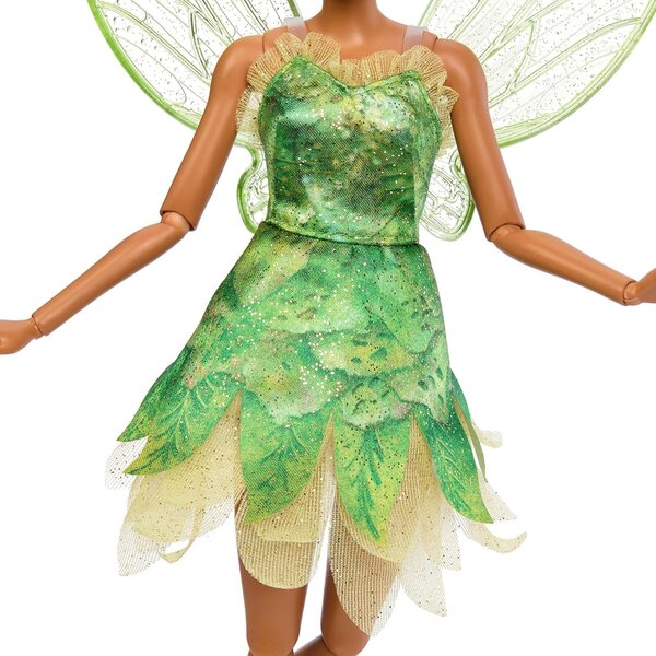 Disney Peter Pan Tinker Bell Fee mit grünem Kleid, funkelnden Flügeln und beweglichem Körper