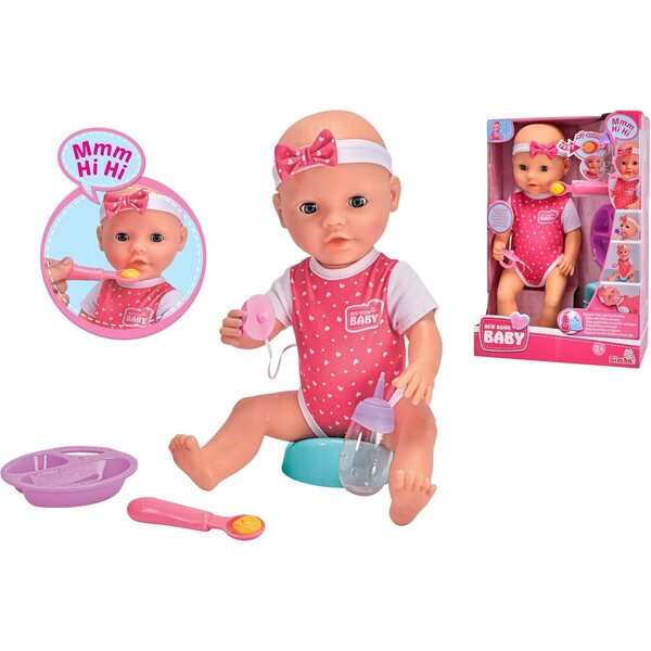 New Born Baby Hungry Simba 38 cm große Puppen mit Magic Cuillère und interaktiven Sounds