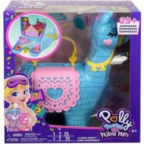 Cofanetto Lama Polly Pocket con 2 Figurine e 25 Accessori - Gioco Serata Pigiama Bambina