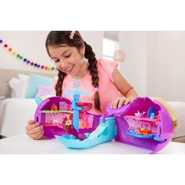 Polly Pocket Bateau Narval Sparkle Cove mit Minifiguren, Zubehör und Wasserspielen