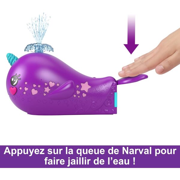 Polly Pocket Bateau Narval Sparkle Cove mit Minifiguren, Zubehör und Wasserspielen