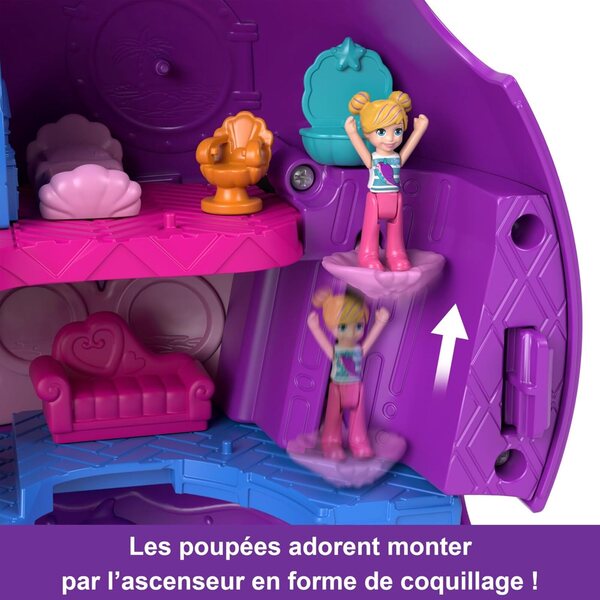 Polly Pocket Bateau Narval Sparkle Cove mit Minifiguren, Zubehör und Wasserspielen