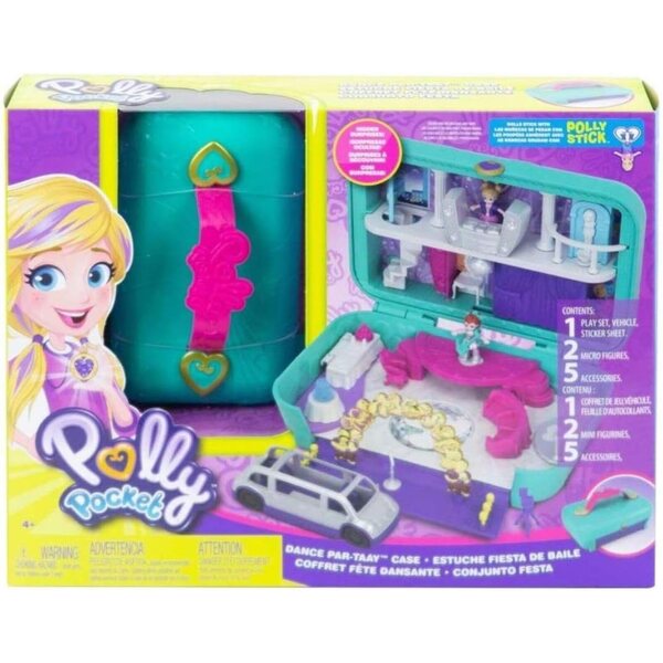 Polly Pocket Überraschungsparty-Box-Set mit 2 Mini-Figuren und Zubehör, 5 Überraschungen