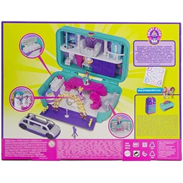 Polly Pocket Überraschungsparty-Box-Set mit 2 Mini-Figuren und Zubehör, 5 Überraschungen