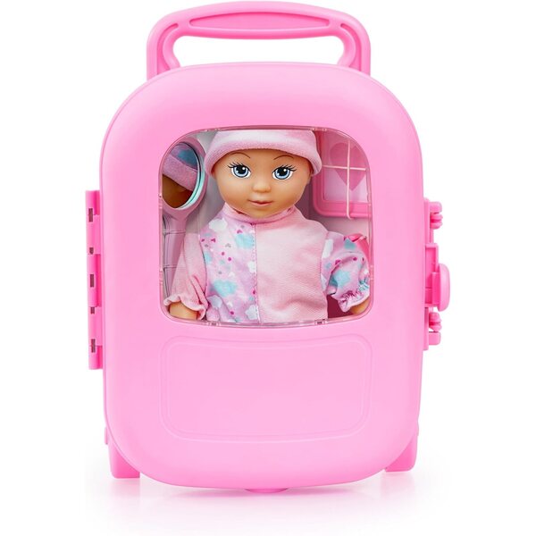 Spielset mit 28 cm großer Puppe und Trolley mit Zubehör für Kinder