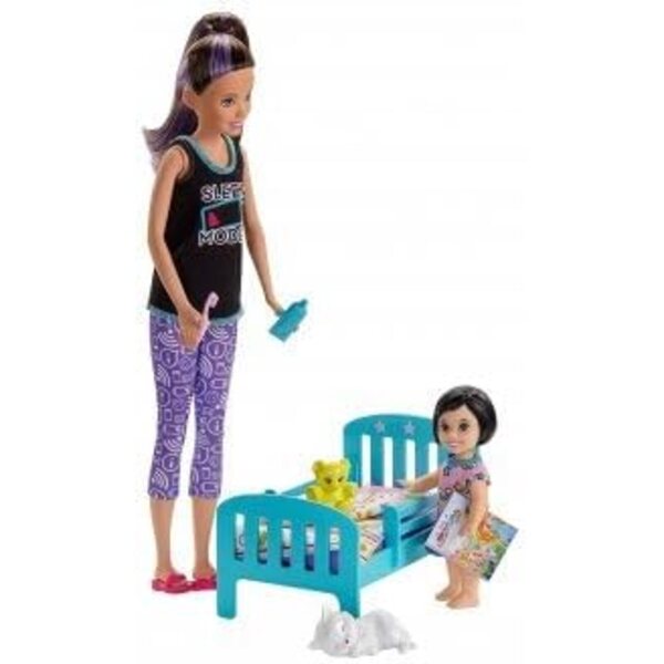 Skipper Babysitter-Set mit Kinderbett, Minipuppe, Zubehör und phosphoreszierendem Pyjama