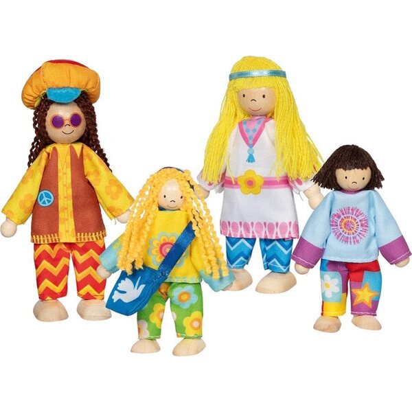 Goki Love & Harmony Familie faltbarer Puppen aus Holz und Stoff, 4-teilig