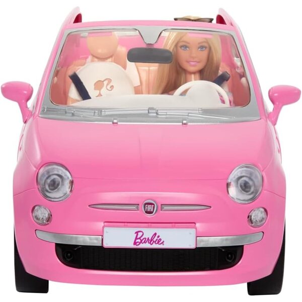 Barbie Fiat 500 Cabrio Pink mit Puppen und Stylo Power Flexy – Spiel für Kinder ab 3 Jahren
