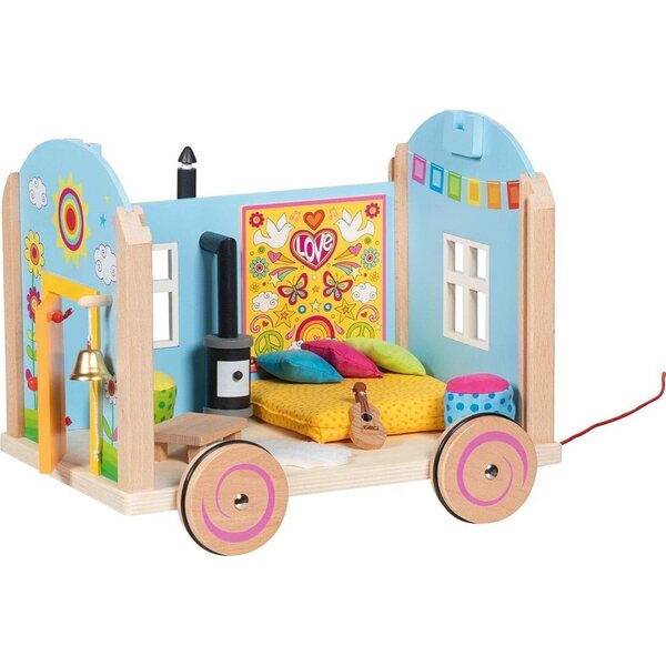 Caravan Spirit Goki – Puppenhaus aus Holz mit 12 Zubehörteilen, kreatives Spiel für Kinder
