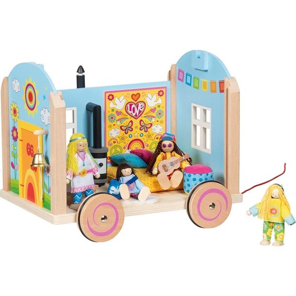 Caravan Spirit Goki – Puppenhaus aus Holz mit 12 Zubehörteilen, kreatives Spiel für Kinder