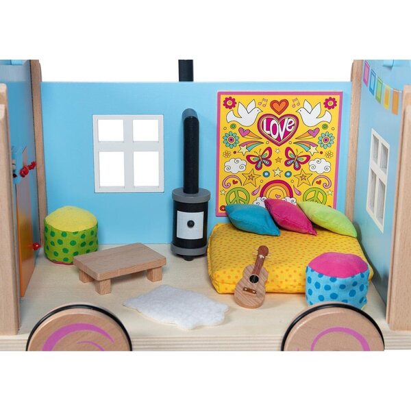 Caravan Spirit Goki – Puppenhaus aus Holz mit 12 Zubehörteilen, kreatives Spiel für Kinder