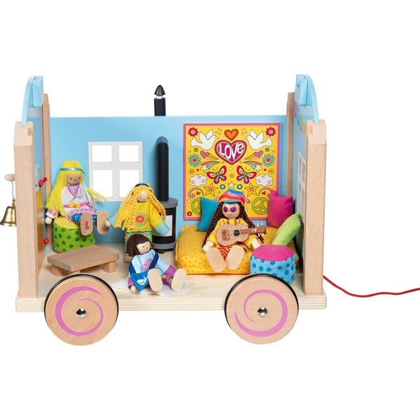 Caravan Spirit Goki – Puppenhaus aus Holz mit 12 Zubehörteilen, kreatives Spiel für Kinder