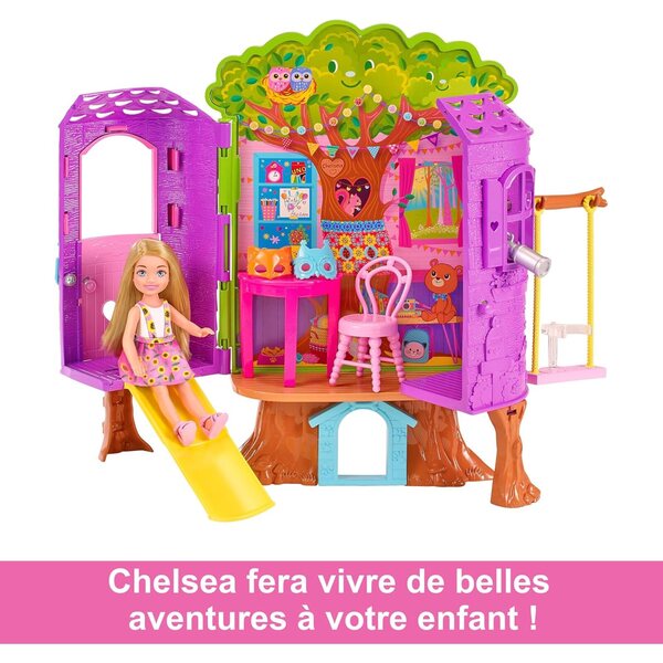 Barbie Chelsea Casa sull'albero con bambola, scivolo e accessori Gioco Bambini 3+