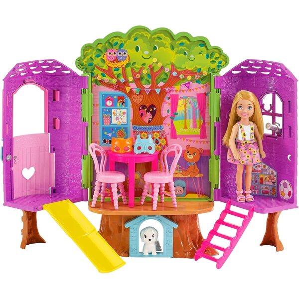 Barbie Chelsea Casa sull'albero con bambola, scivolo e accessori Gioco Bambini 3+