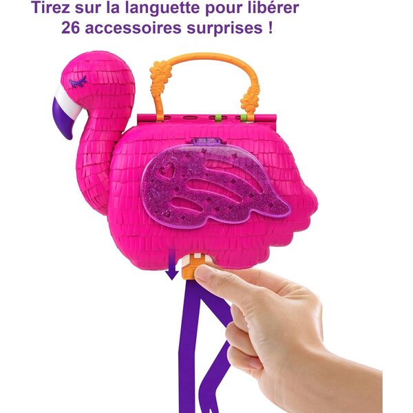 Polly Pocket Flamant Rose Box-Set mit 26 Überraschungen und tropischen Minifiguren