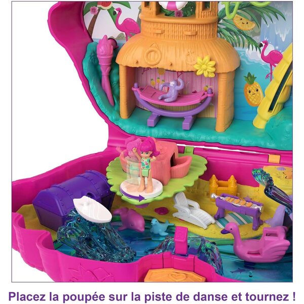 Polly Pocket Flamant Rose Box-Set mit 26 Überraschungen und tropischen Minifiguren