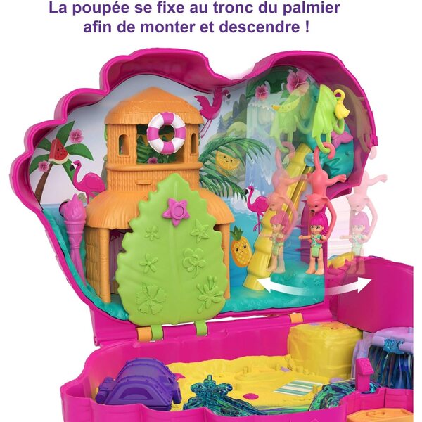 Polly Pocket Flamant Rose Box-Set mit 26 Überraschungen und tropischen Minifiguren