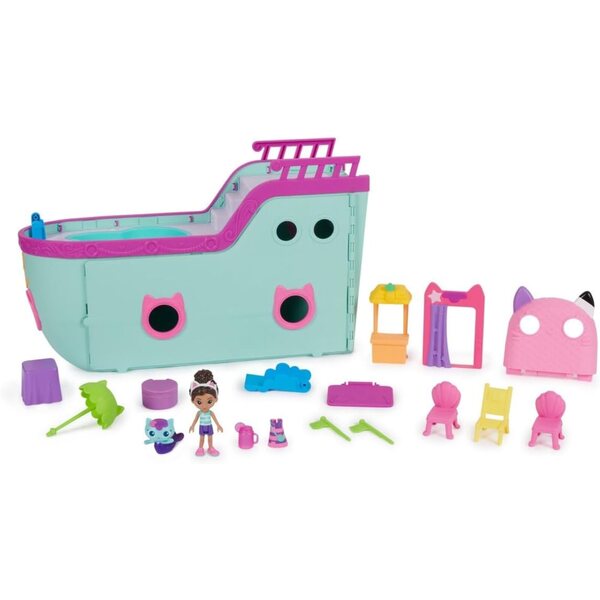 Gabby Dollhouse Kreuzfahrtschiff mit Lichteffekten und 2 Figuren, 45 cm
