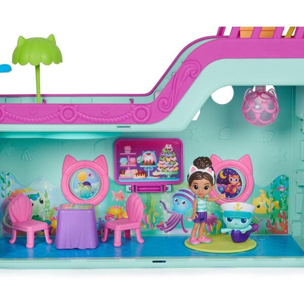 Gabby Dollhouse Kreuzfahrtschiff mit Lichteffekten und 2 Figuren, 45 cm