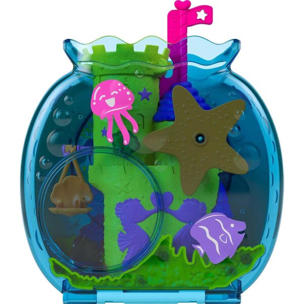 Polly Pocket Aquarium in Bullen mit 18 Zubehörteilen und Minifiguren, Wasserspiel