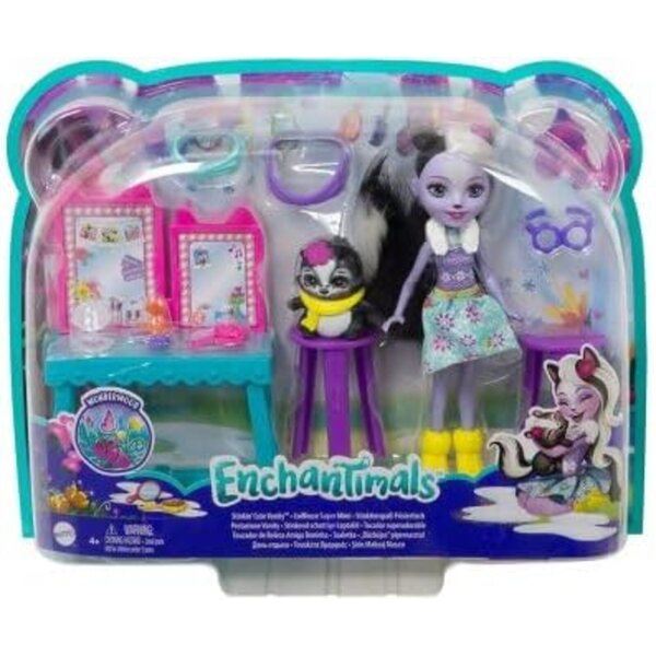 Sage Skunk Schönheitssalon-Box mit Zubehörpuppen 15 cm für kleine Kinder
