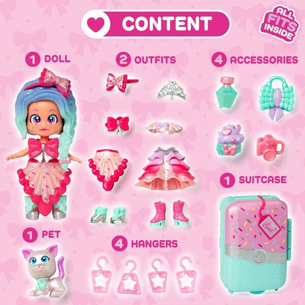 KOOKYLOOS Sweet Wishes: Modepuppen-Set mit Koffer, Accessoires und Tieren