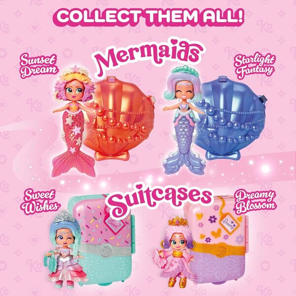 KOOKYLOOS Sweet Wishes: Modepuppen-Set mit Koffer, Accessoires und Tieren
