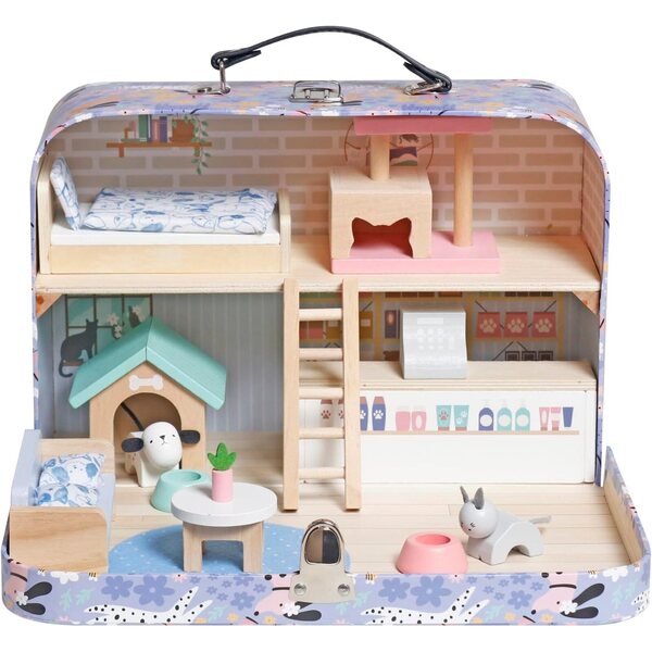 Casa delle bambole pieghevole e portatile con mobili e accessori per bambini dai 3 anni in su