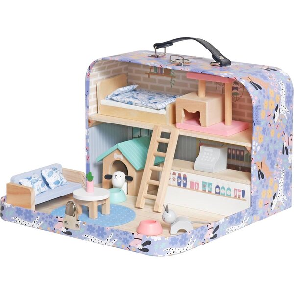 Casa delle bambole pieghevole e portatile con mobili e accessori per bambini dai 3 anni in su