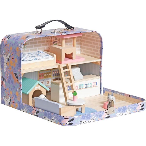 Casa delle bambole pieghevole e portatile con mobili e accessori per bambini dai 3 anni in su