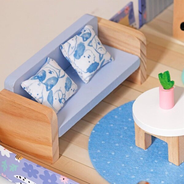 Casa delle bambole pieghevole e portatile con mobili e accessori per bambini dai 3 anni in su