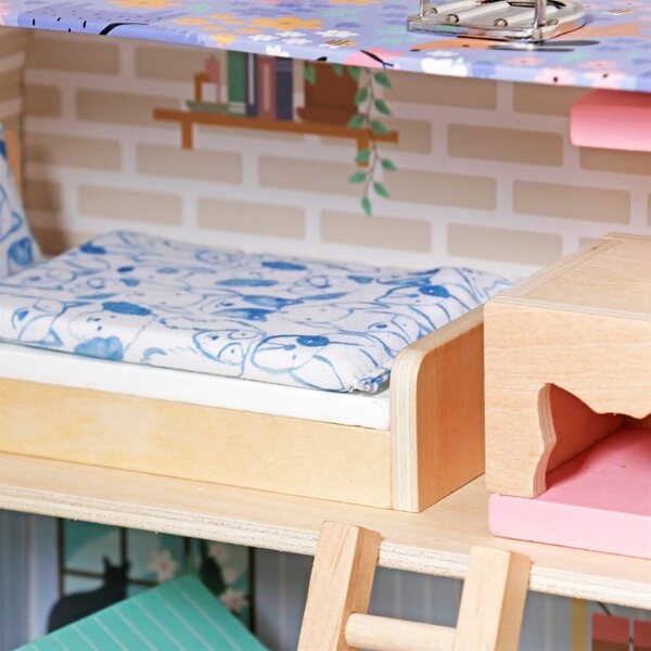 Casa delle bambole pieghevole e portatile con mobili e accessori per bambini dai 3 anni in su