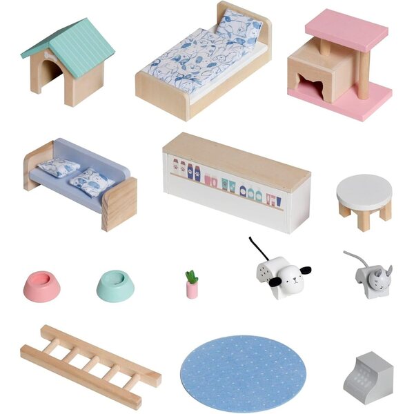Casa delle bambole pieghevole e portatile con mobili e accessori per bambini dai 3 anni in su