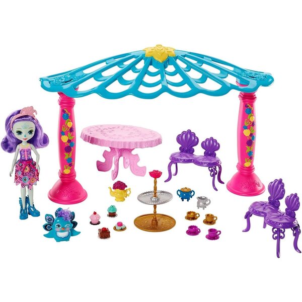 Enchantimals Mrs. Peacock Tea Room Minipuppe mit Tierzubehör