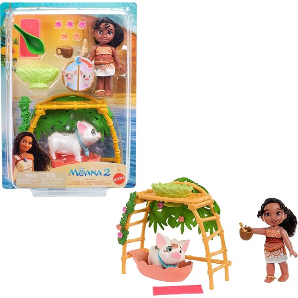 Mattel Disney Moana 2 Simea & Pua: Badespiel mit Puppen und mehr als 10 Zubehörteilen