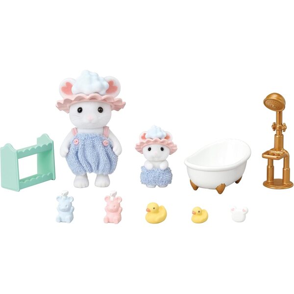 Sylvanian Families – Souris Marshmallow Brothers Badezimmer-Set mit Miniatur-Accessoires