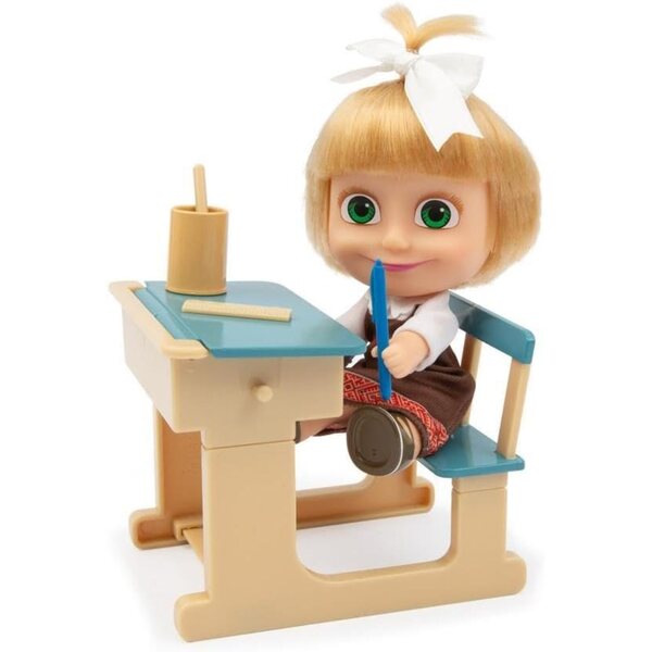 Mascha und der Bär Klassenspielset mit 12 cm großer Puppe und interaktivem Zauberbrett